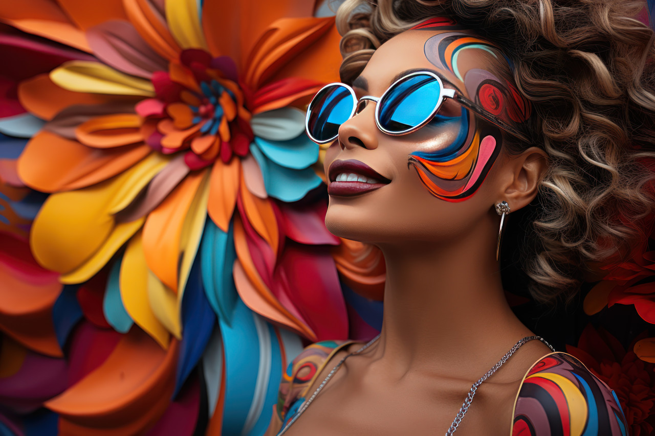 Vibrant visions carnival mask amid street art, carnival festival pictures