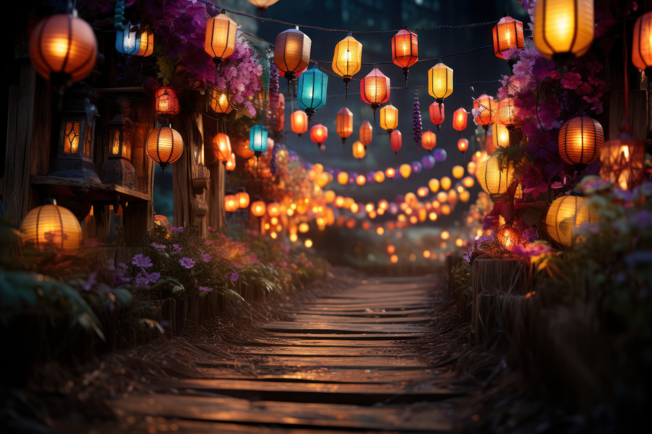 Vibrant hue shifts along carnival path, festive carnival photos