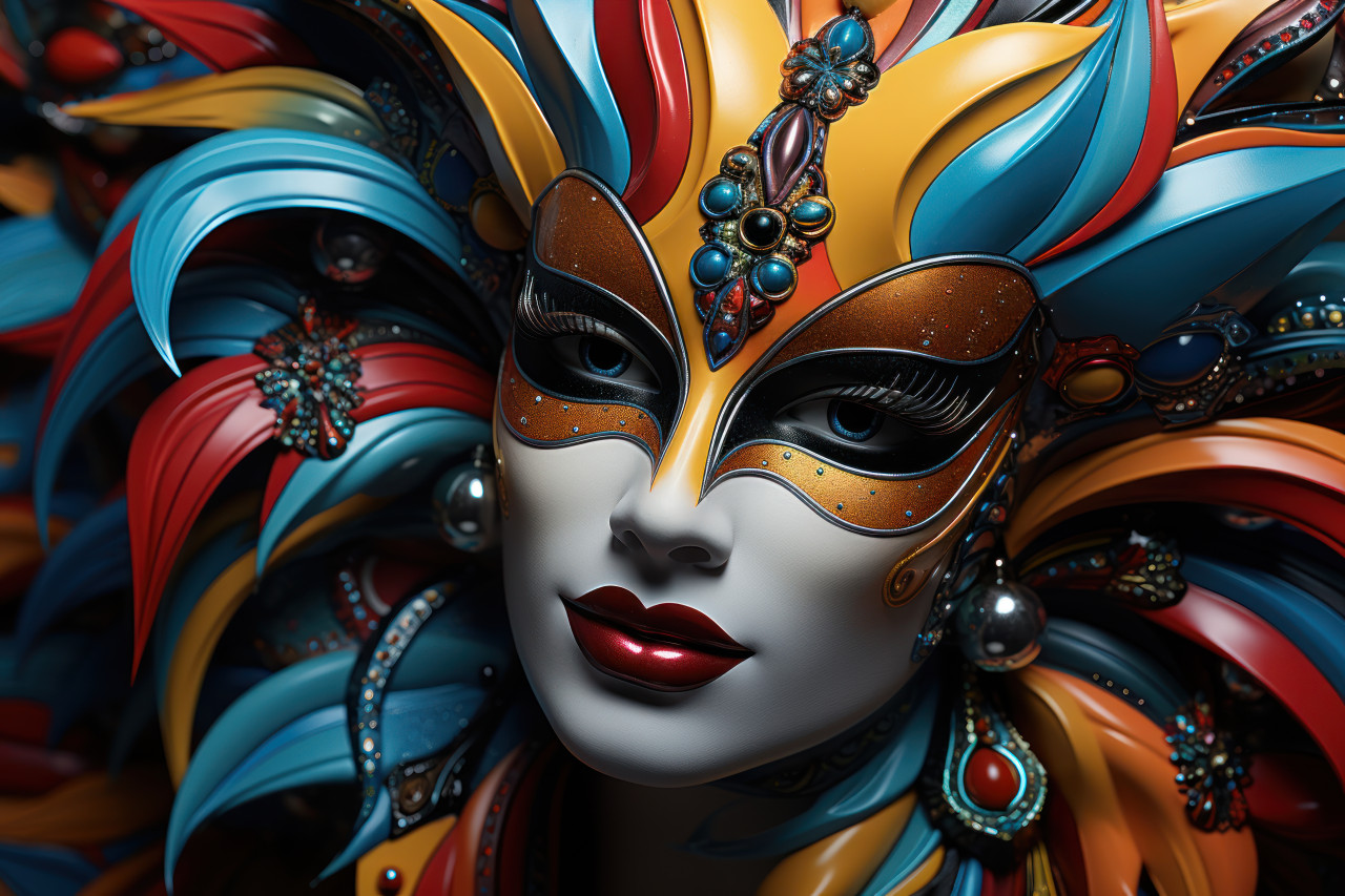 Visually mesmerizing carnival masks form kaleidoscopic display, carnival festival pictures