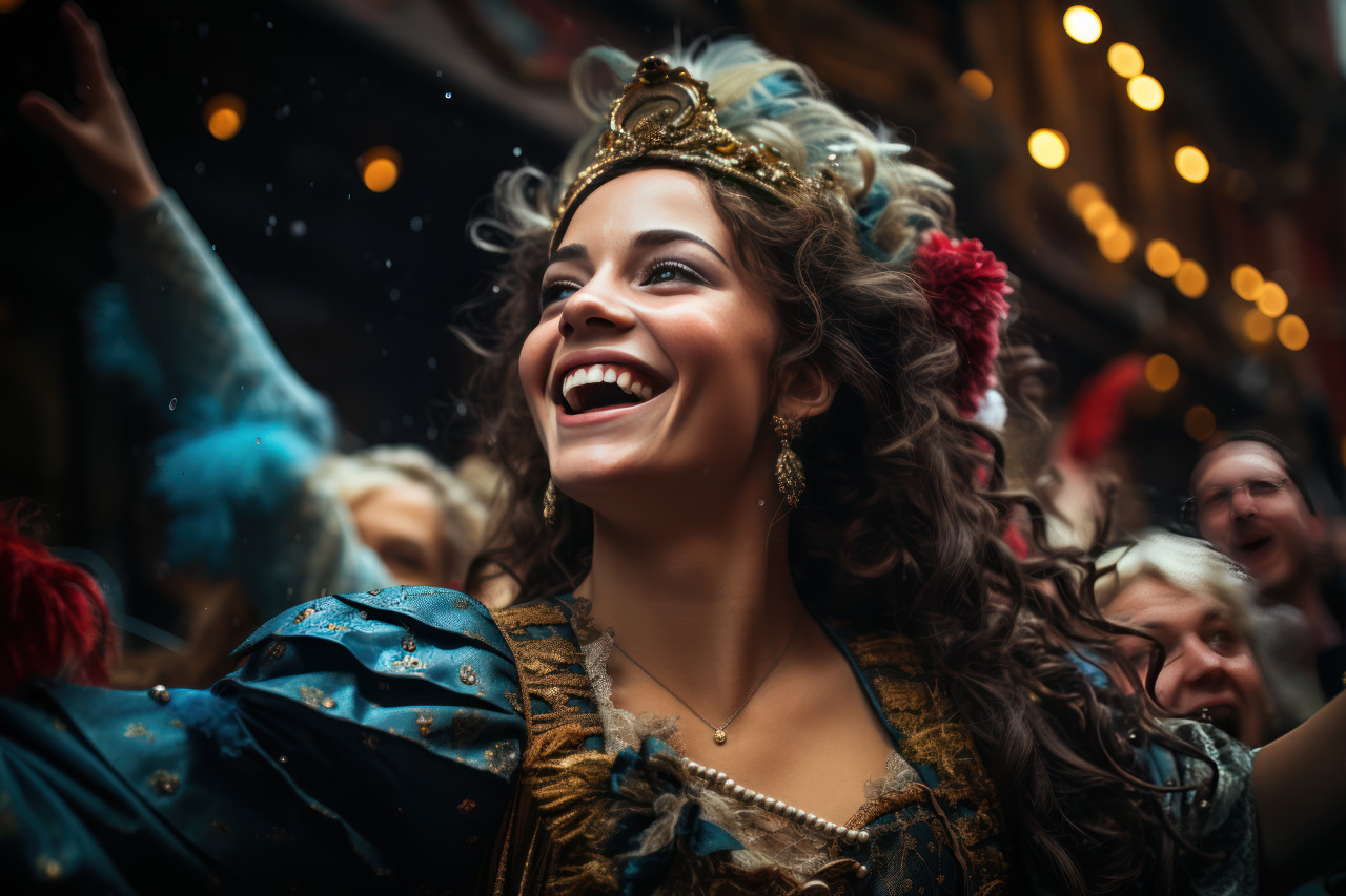 Festive confetti venetian carnival vibrant energy, colorful carnival images