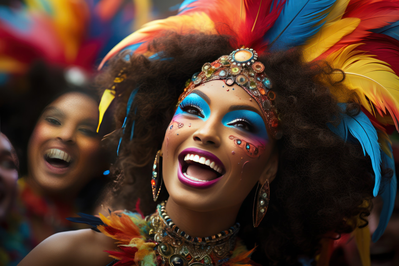 Spirit of cuba lively carnival with cabaret costumes, colorful carnival images