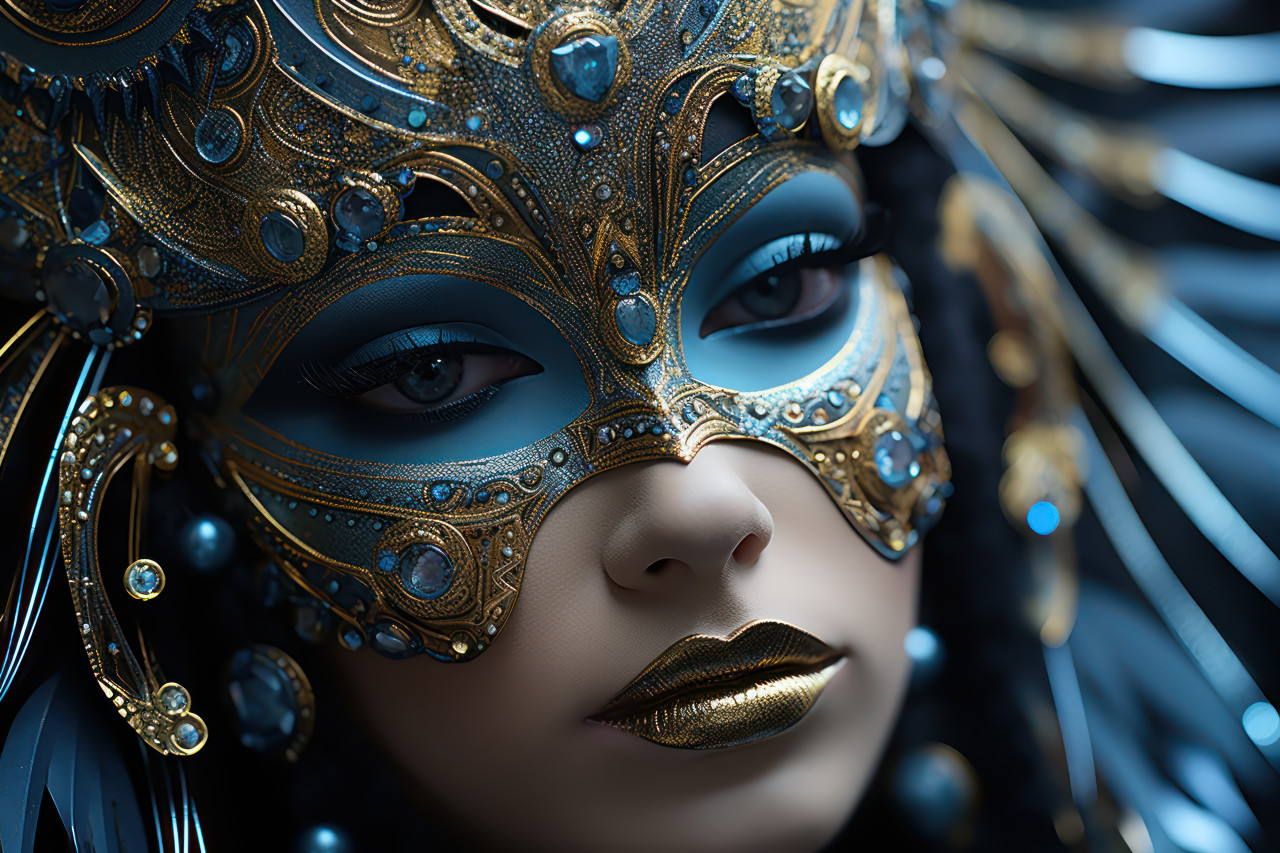 Eyes through the mask unveiling emotions with intricacy, carnival festival pictures
