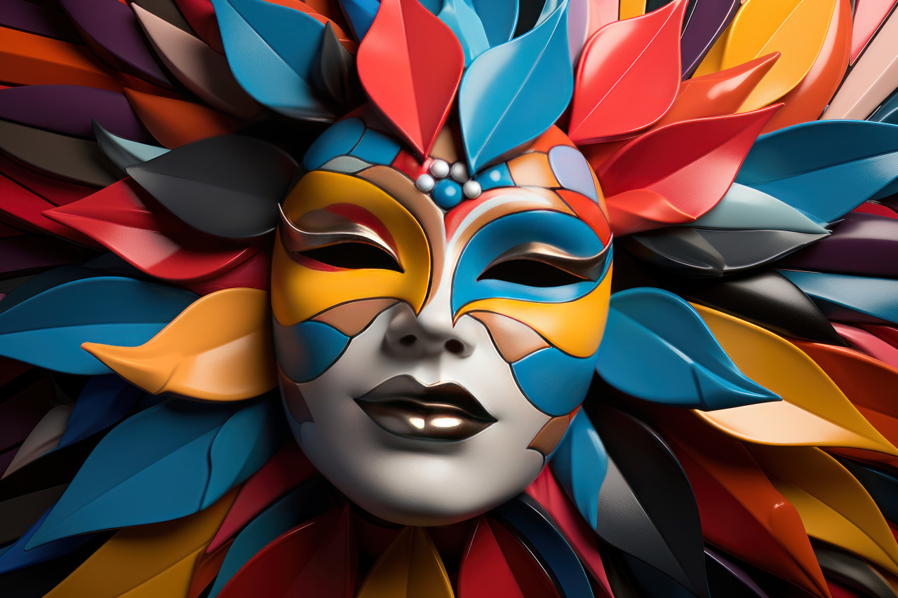 Carnival mask mosaic larger than life design, festive carnival photos