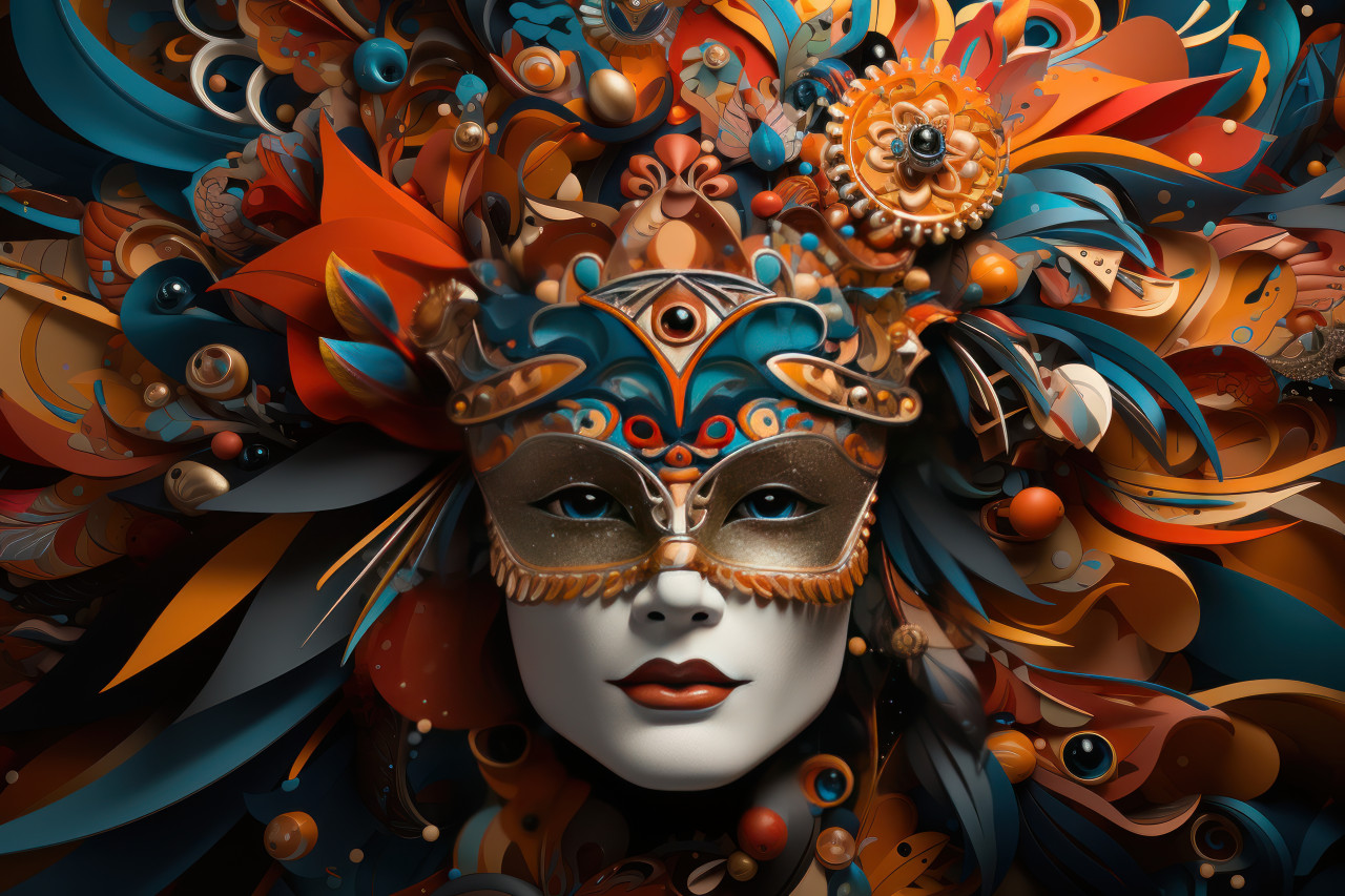 Venetian carnival collage mosaic story of celebration, carnival festival pictures