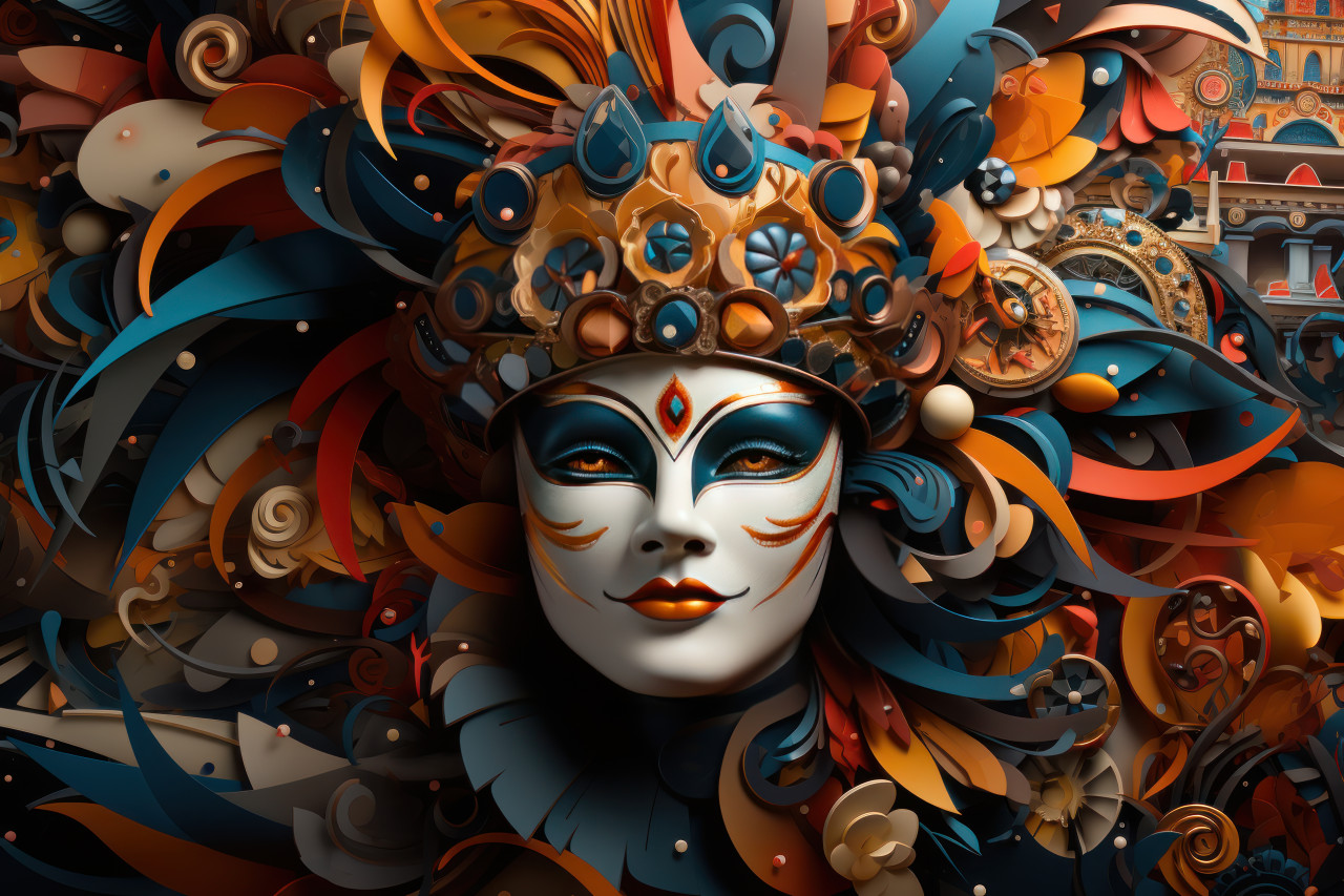 Mosaic compilation of venetian carniva, carnival festival pictures