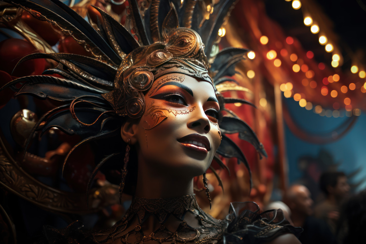 Ethereal eclipse dramatic backdrop to carnival, colorful carnival images