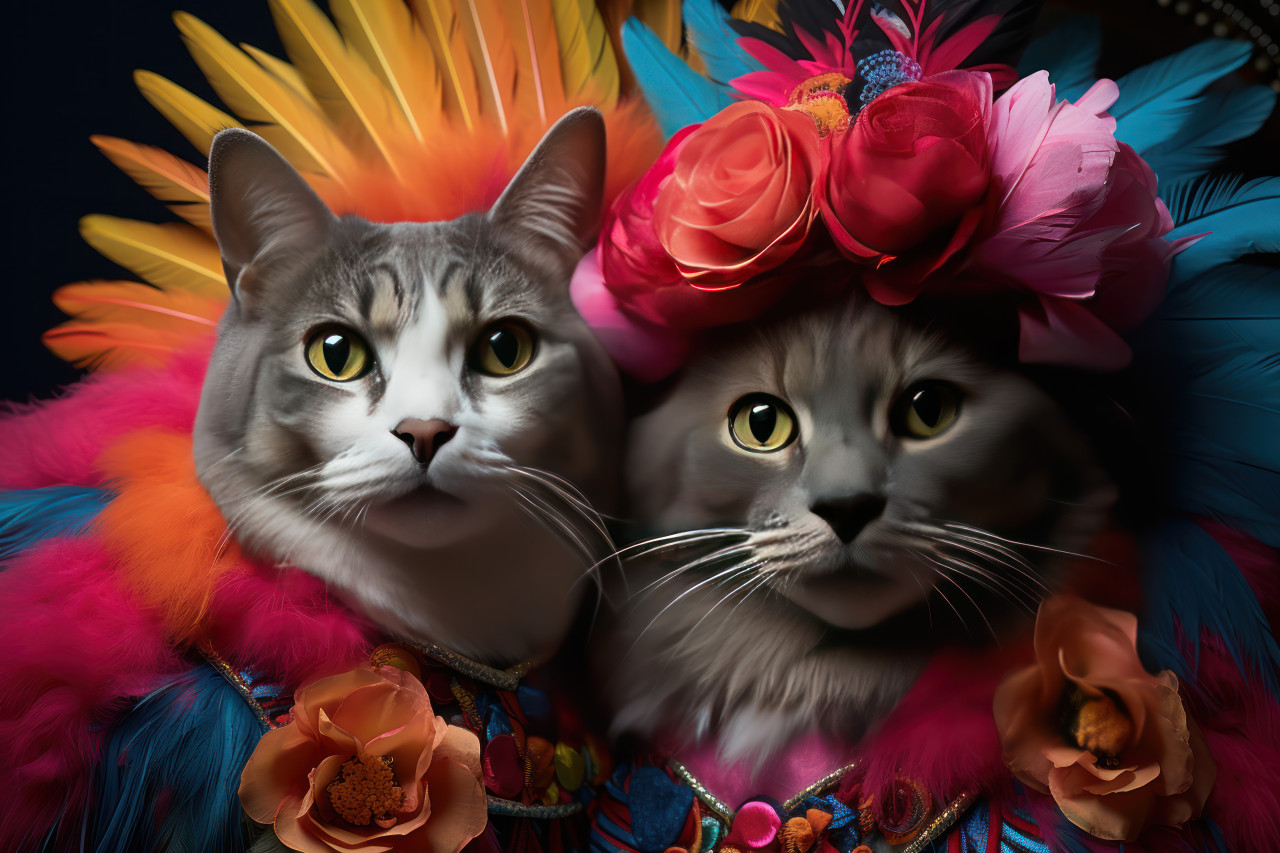 Pets in mini carnival attire, carnival festival pictures