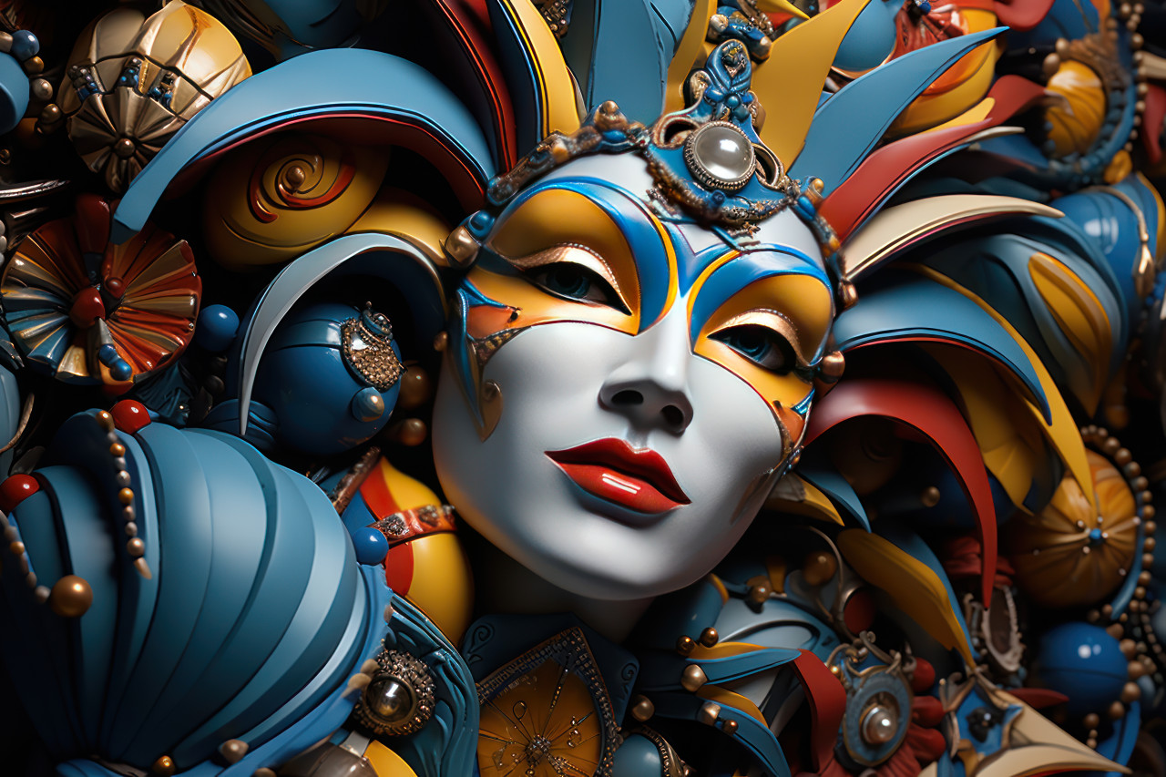 The enigmatic mask collection at the carnival, colorful carnival images