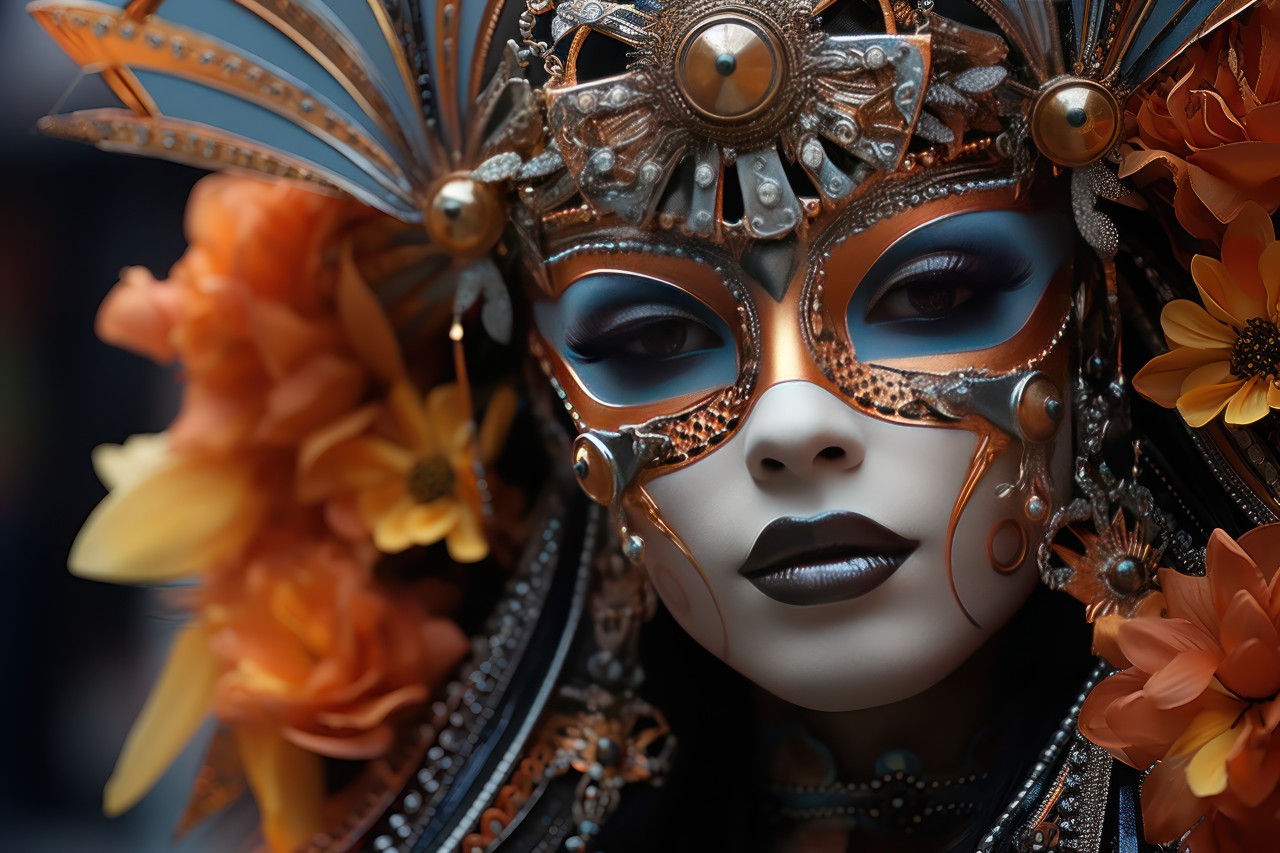 The enigmatic masquerade of emotional masks, festive carnival photos