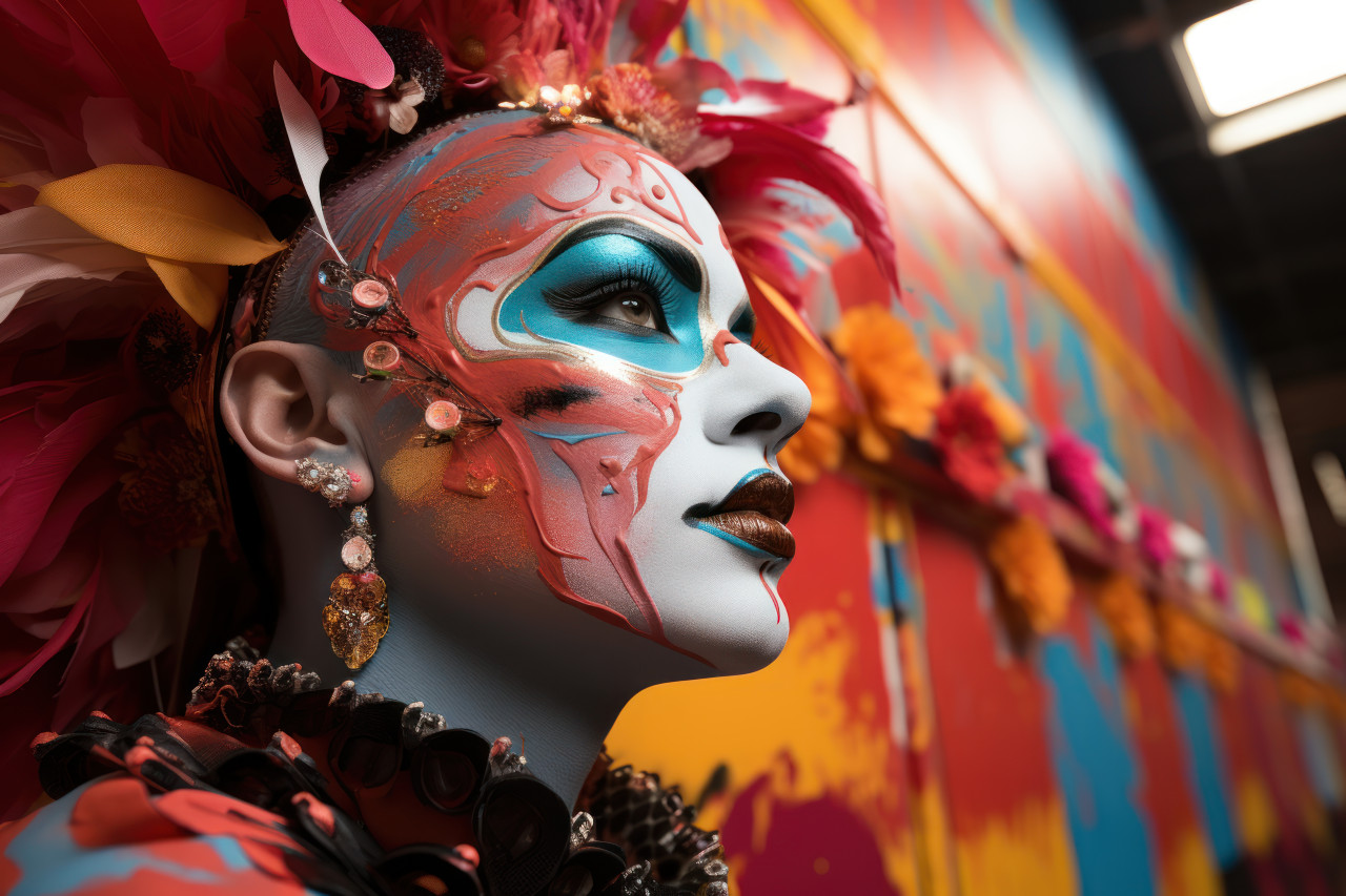 Contemporary spin on venetian carnival murals, carnival festival pictures