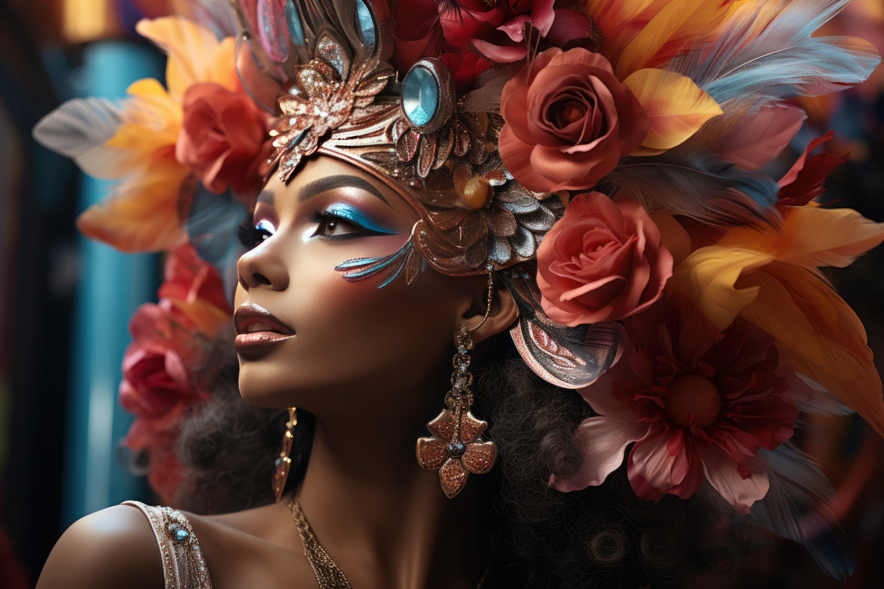 Carnival enigma woman finds secret paradise, festive carnival photos