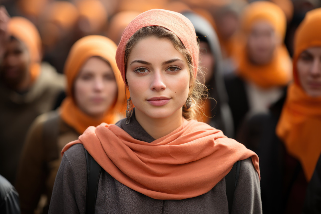 Celebrating diversity empowering messages at a feminist march, girl power image