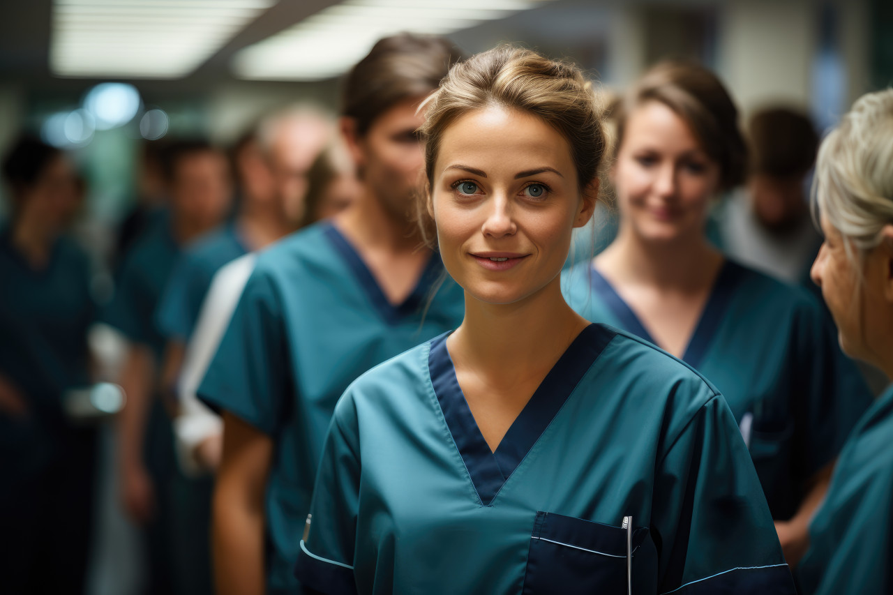 Equitable healthcare multigender medical staff, girl power image