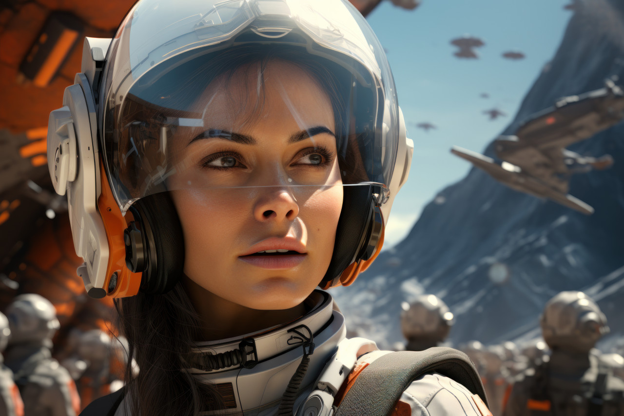 Female in futuristic space, female empowerment image