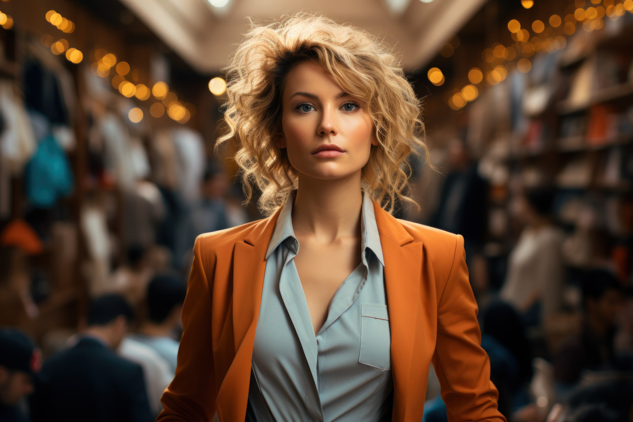 Leadership confident businesswoman in market dynamics, girl power image