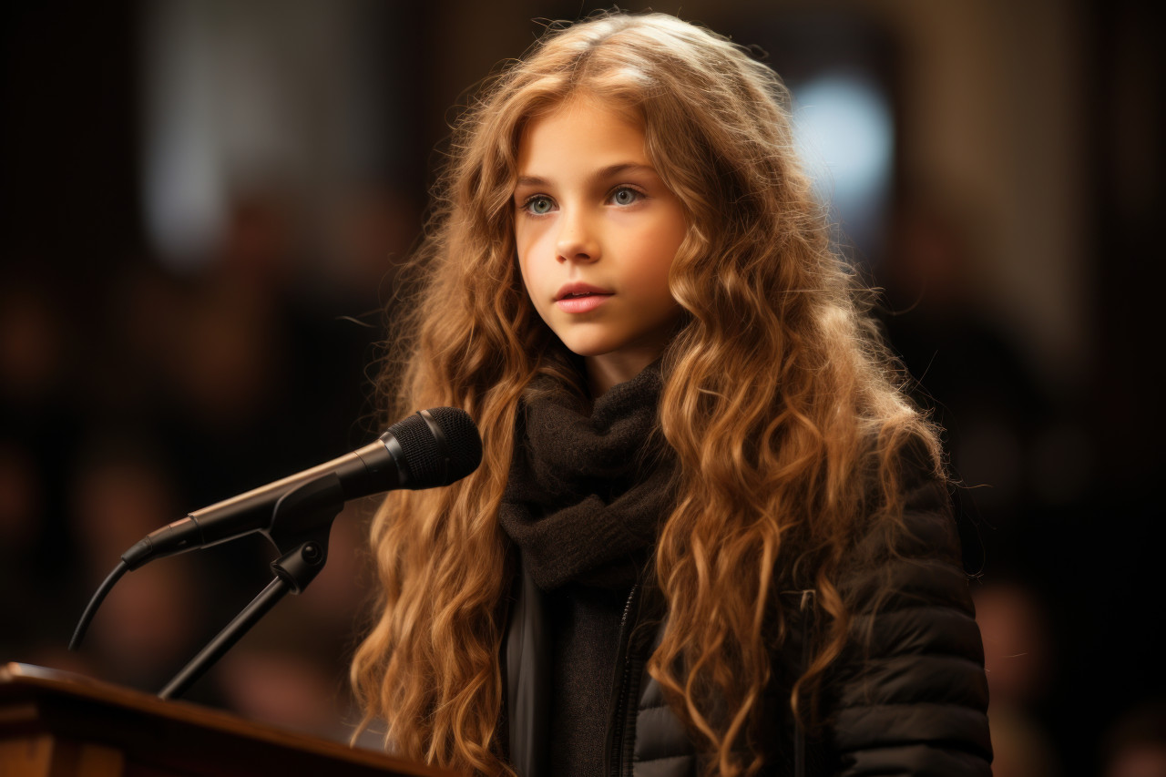 Young speaker on gender equality, girl power image