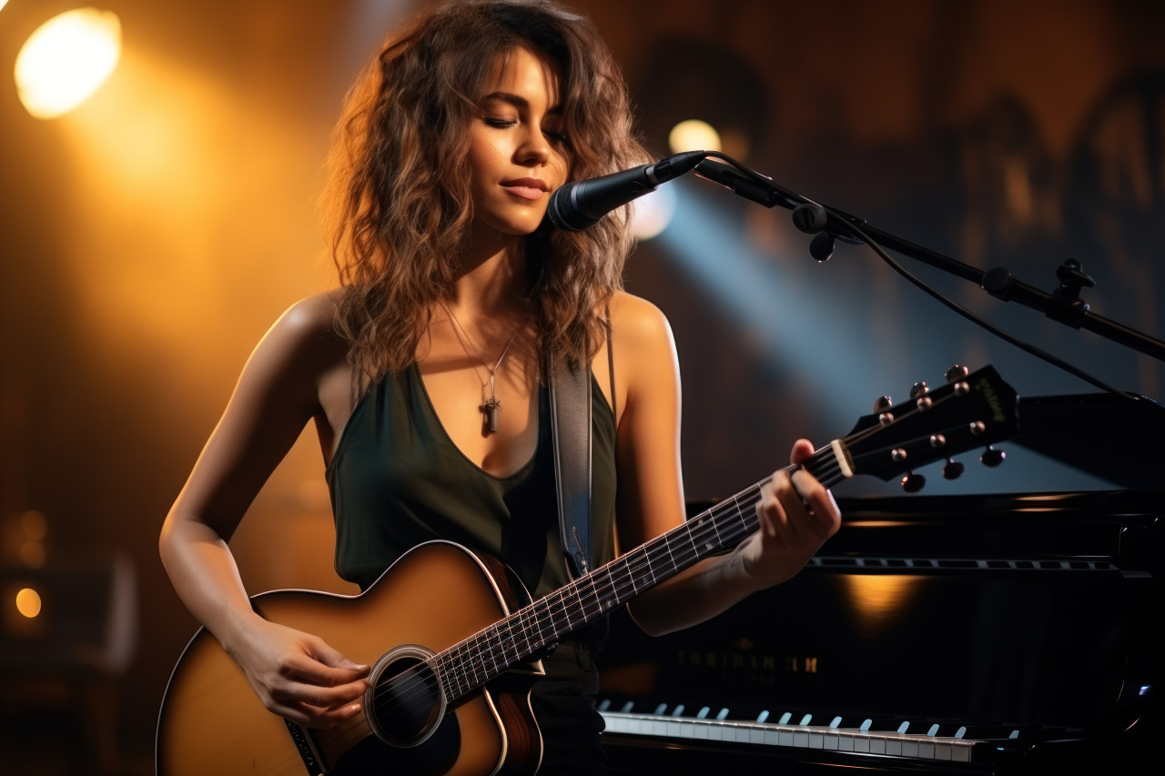 Expressive resilience woman showcasing artistic power, girl power image