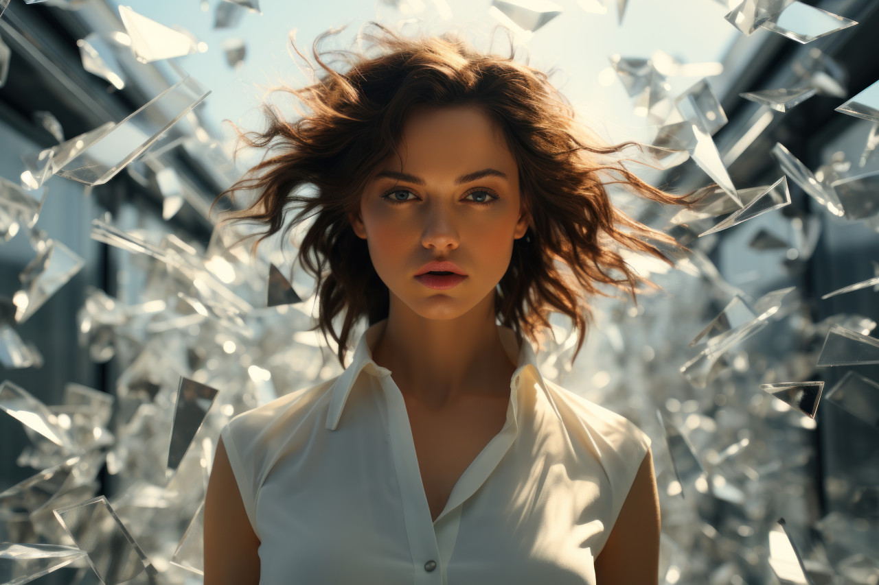 A woman breaking the glass ceiling, female empowerment image