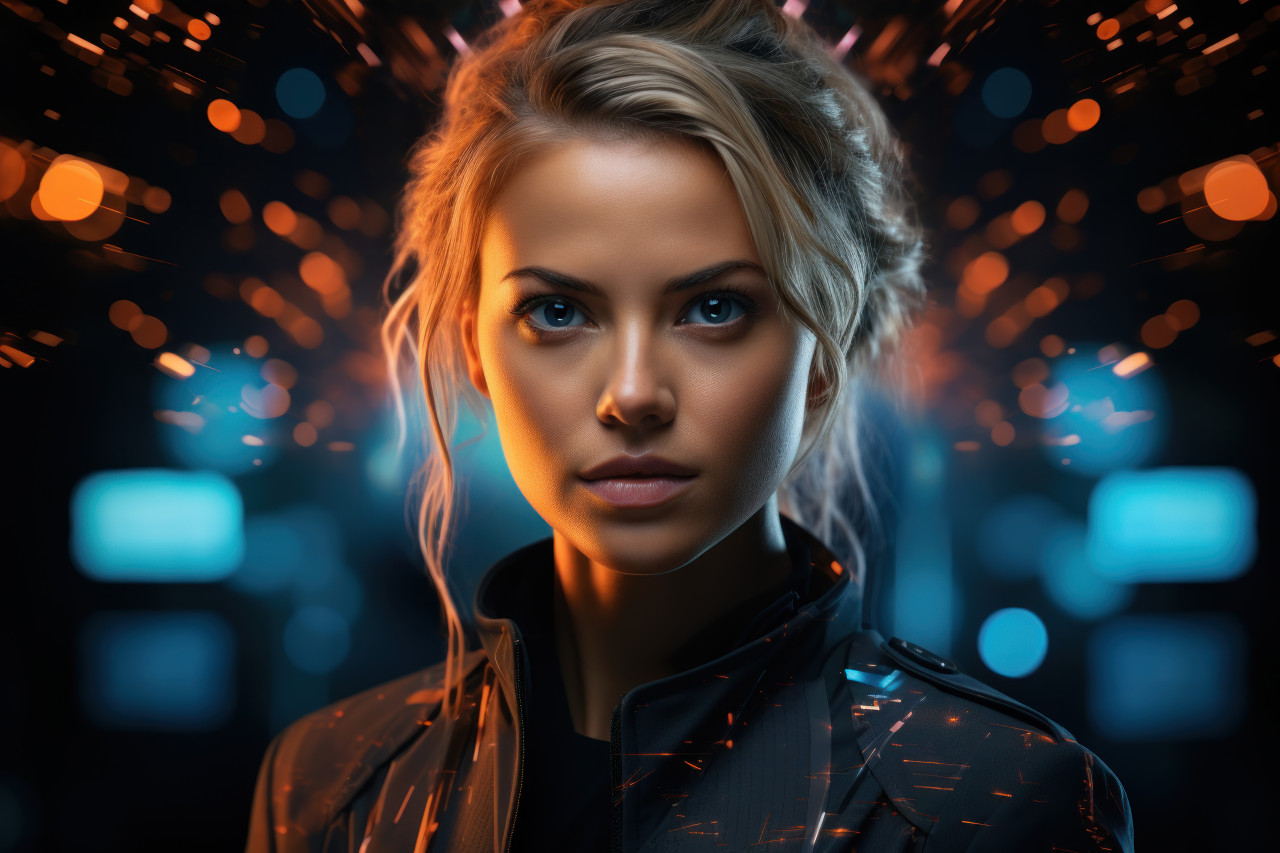 A female professional at the forefront of digital security, girl power image