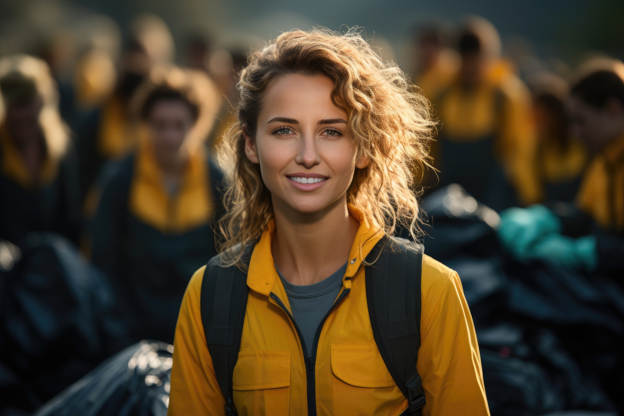 A businesswoman inspiring social responsibility in business, female empowerment image