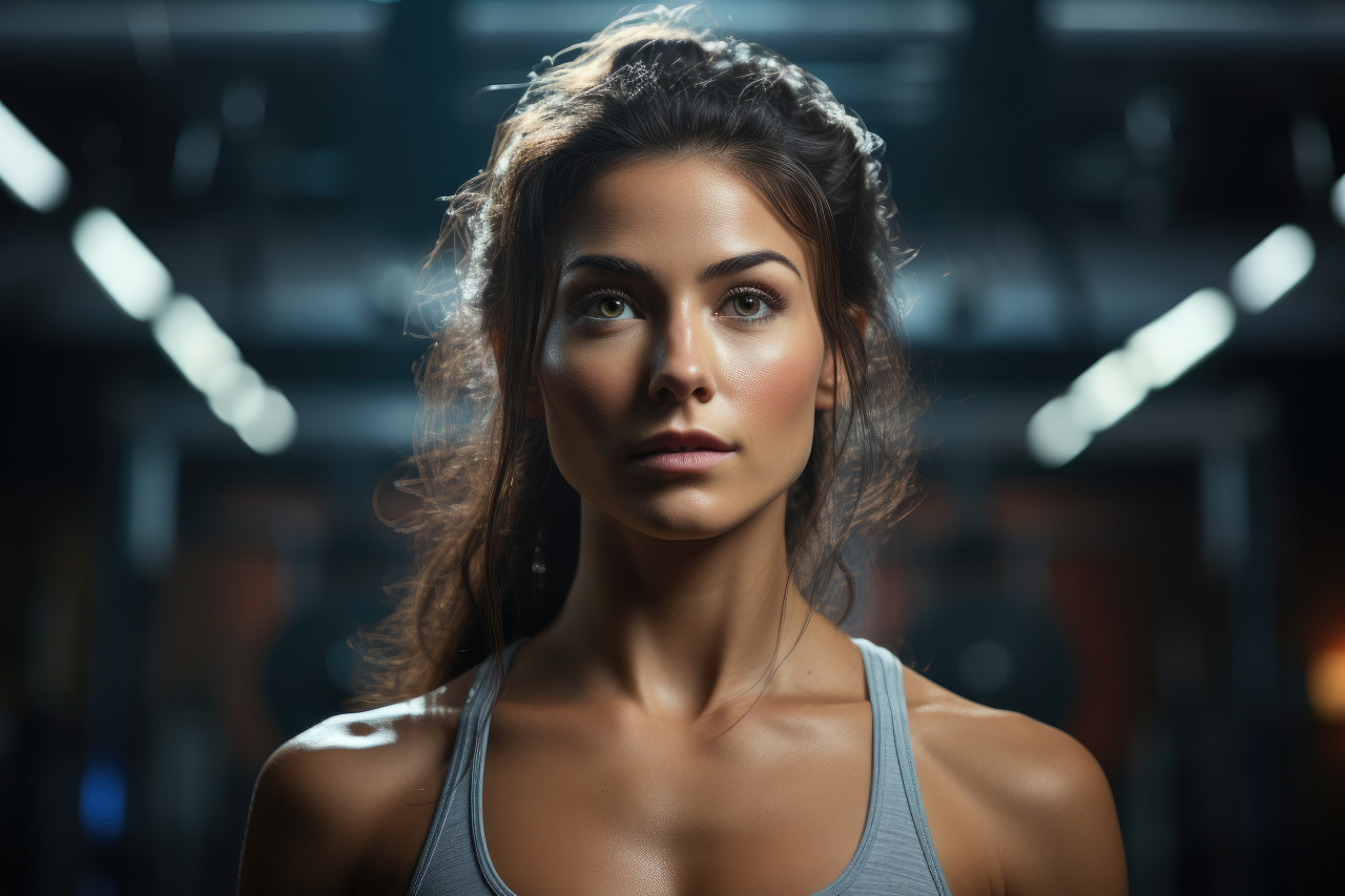 Woman demonstrating strength and power, girl power image