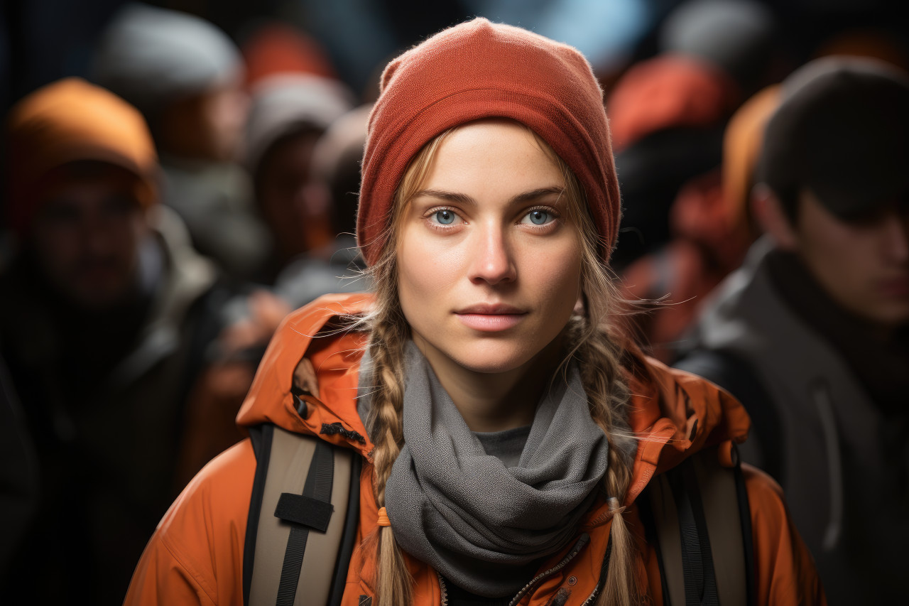 Woman compassionate humanitarian efforts, female empowerment image