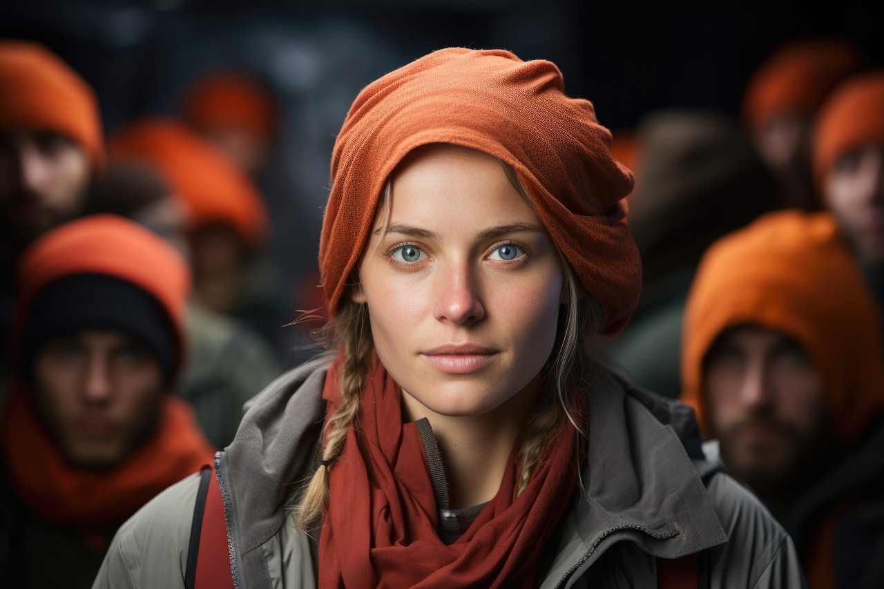 Compassion woman engaged in humanitarian work, girl power image