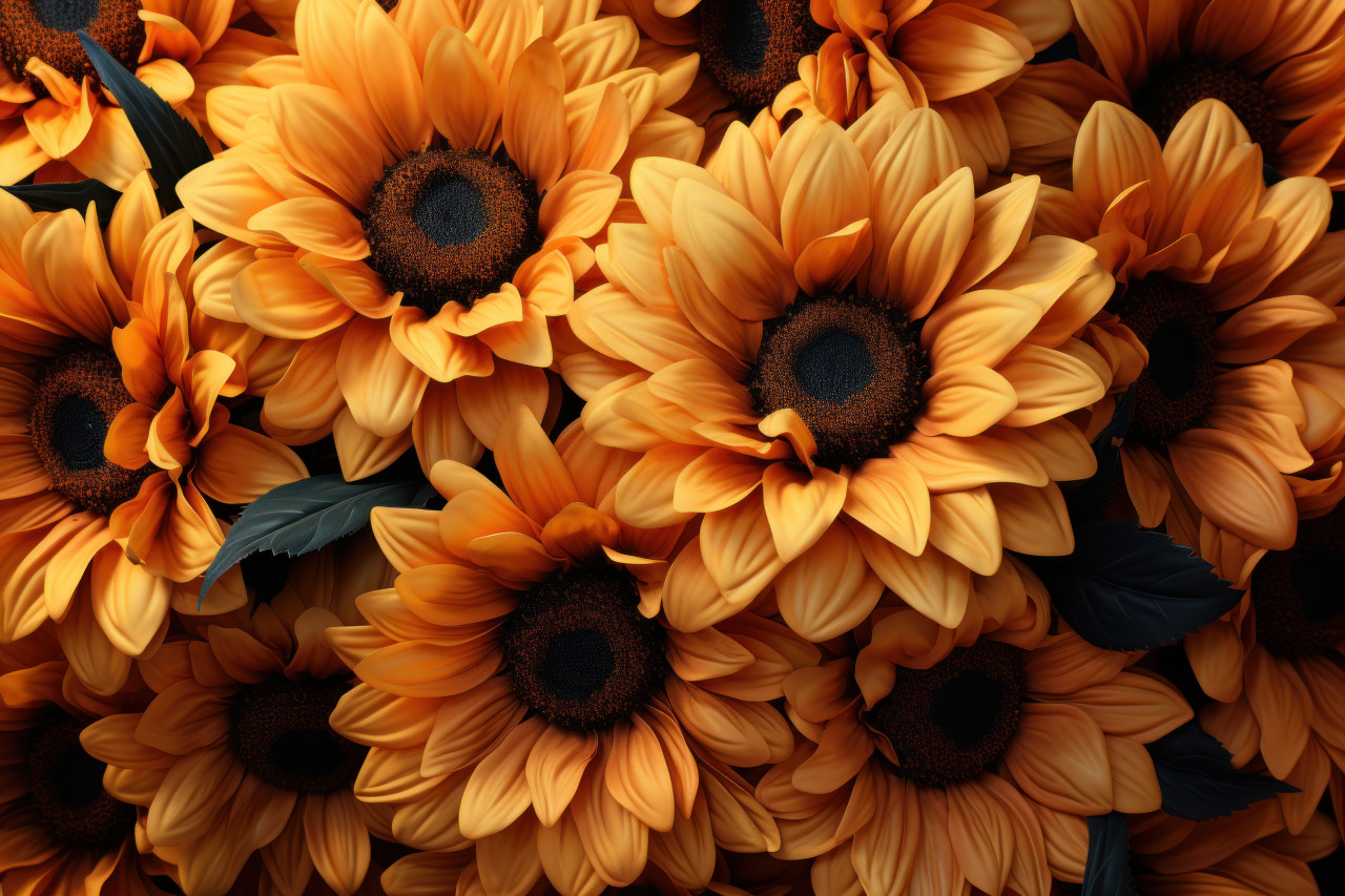 Unity mosaic diverse sunflowers creating harmony, spring photography