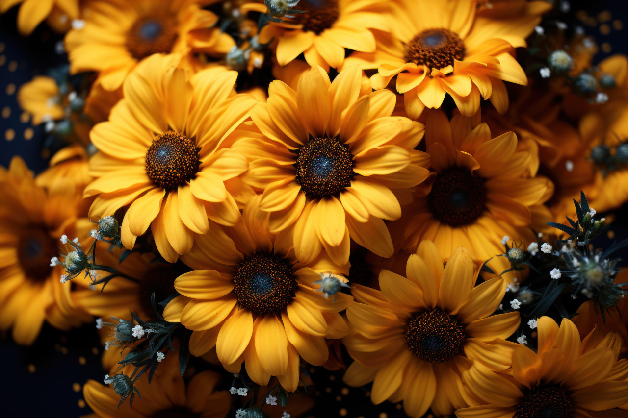 Galactic sunflower mosaic petals in cosmic, outdoor session images