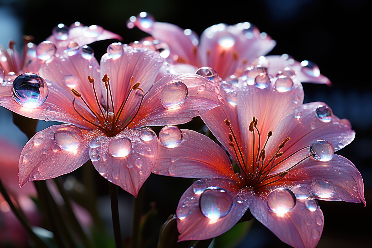 Ethereal light refractions on flower petals, spring session photos