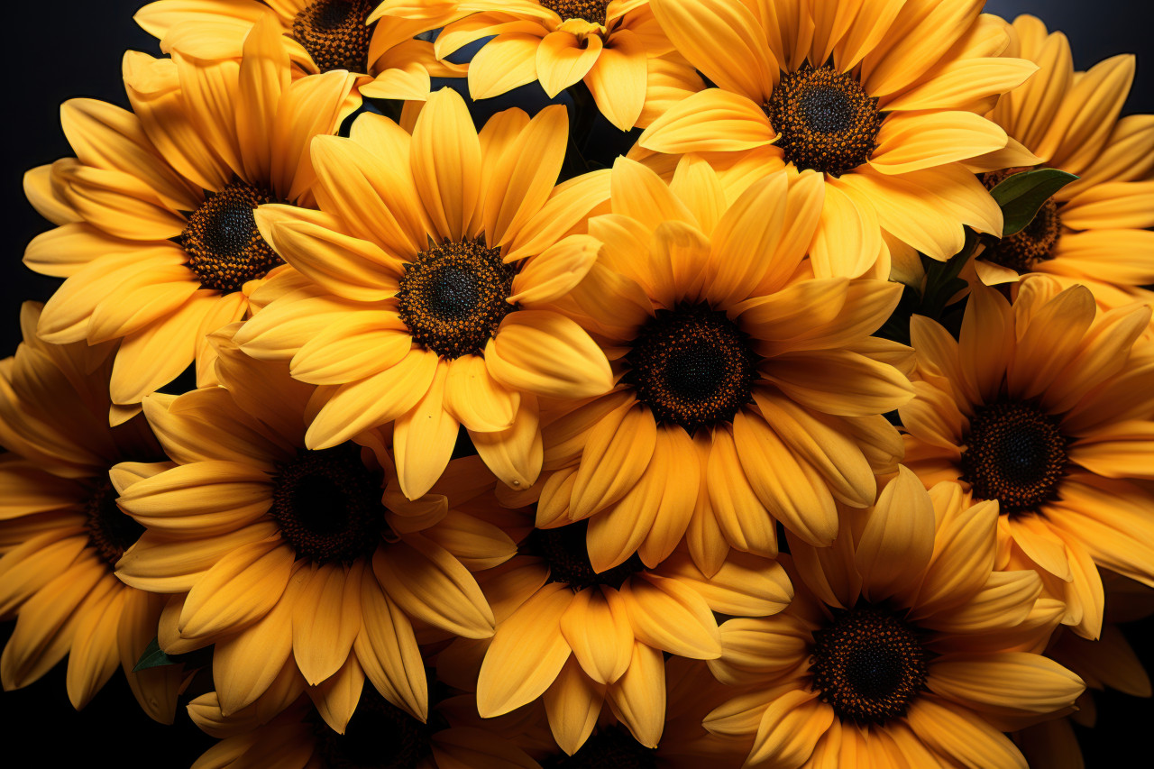 Monochromatic sunflowers revealing beauty, spring session photos