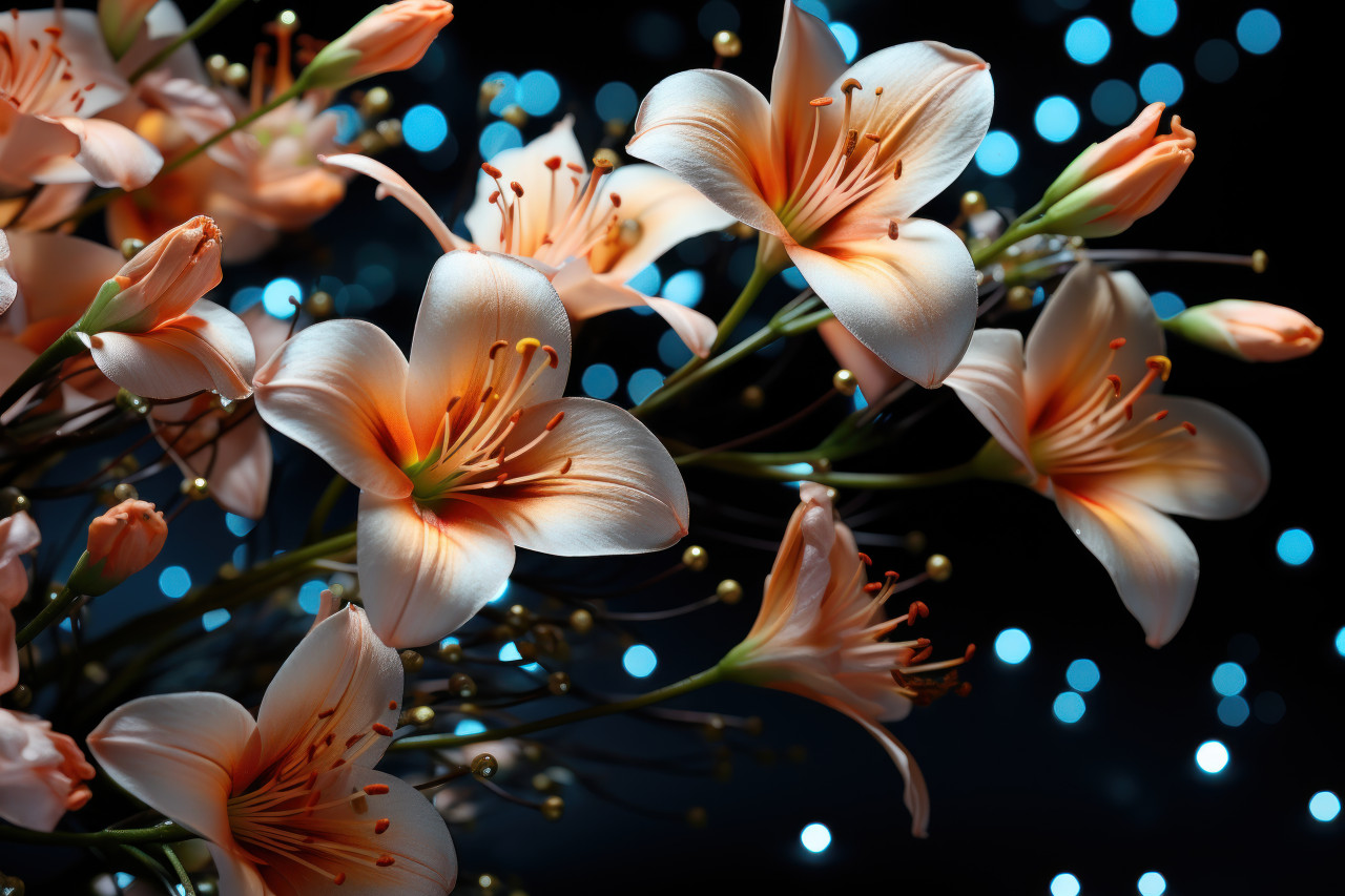 Flower cosmos arranged blooms evoking celestial constellations, spring session photos