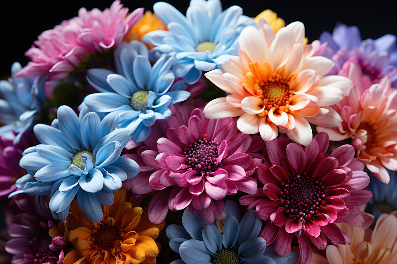 Spectrum symphony rainbow of colors in garden blossoms, spring session photos