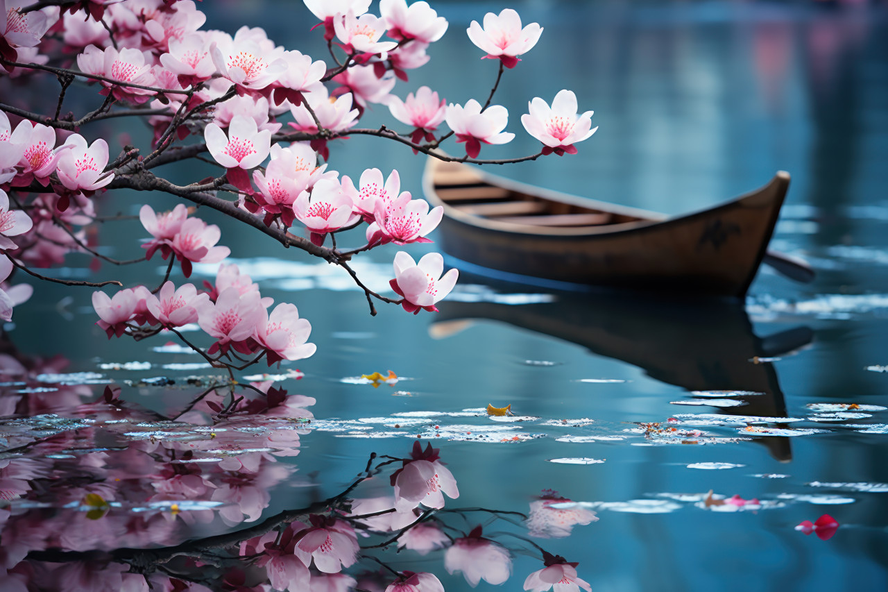 Spring beauty reflected in blossom laden waters, spring session photos