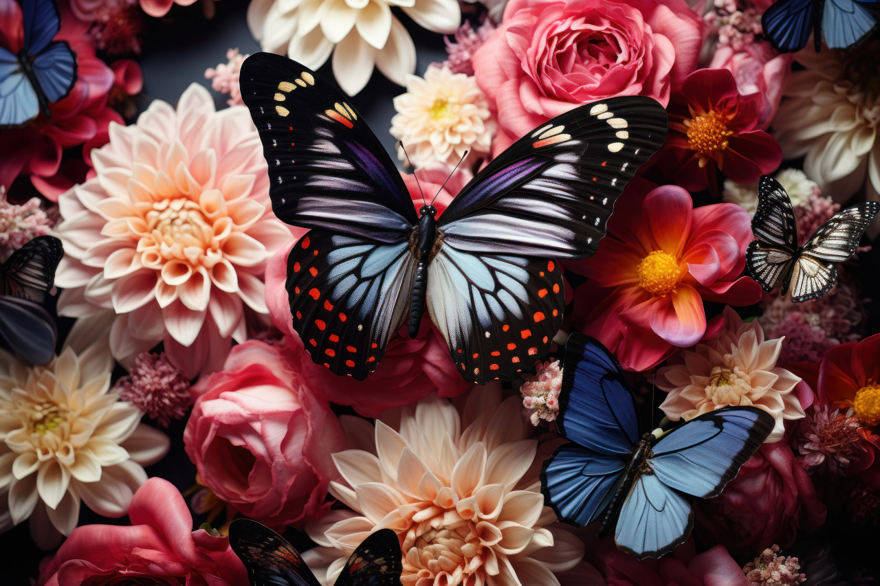 Beauty butterflies wings unveiled as they grace the flowers, spring session photos