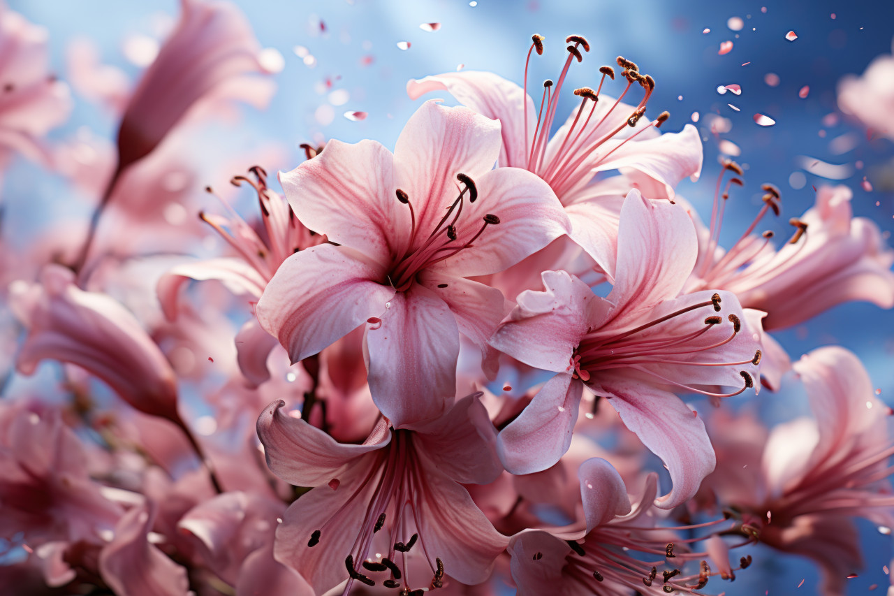 Breeze ballet petals in whimsical flight, spring session photos