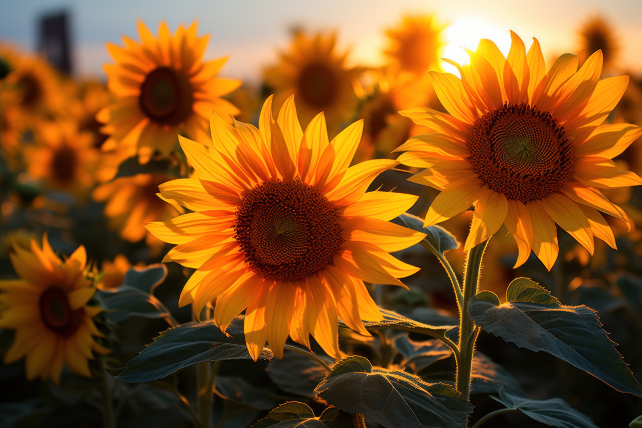 A stunning sunflower field at the peak of its beauty, nature conservation photos