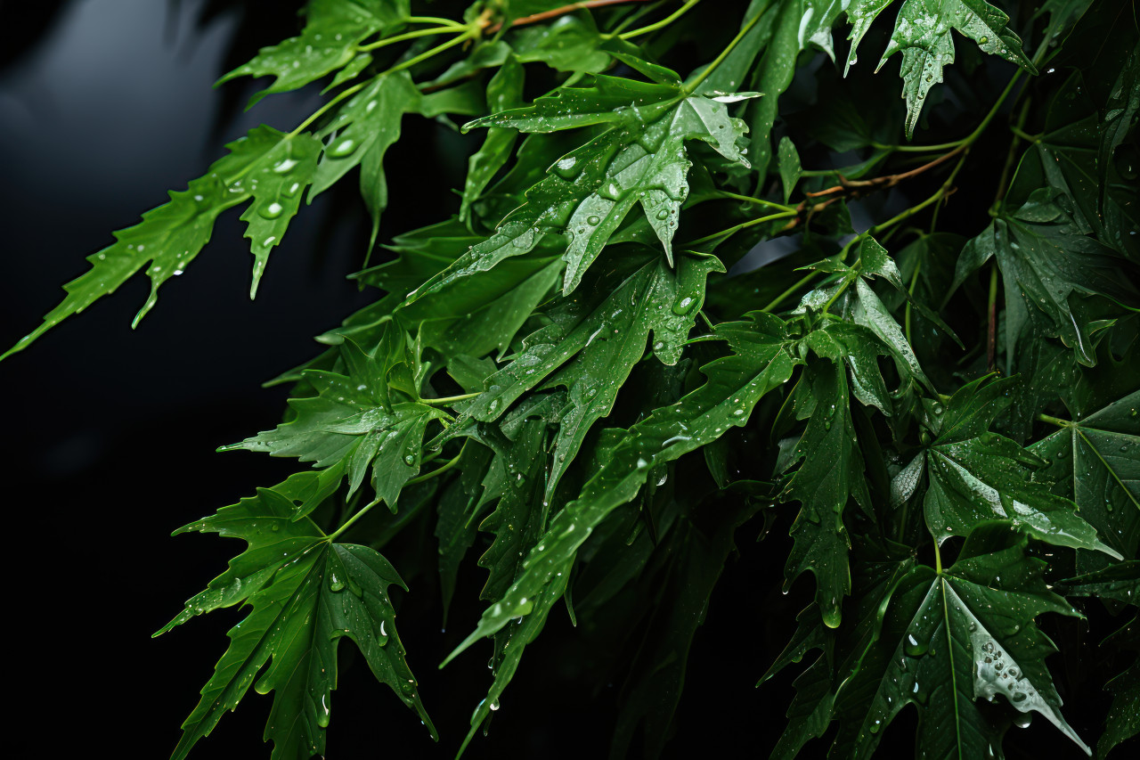 Green leaves falling amidst stormy clouds, earth friendly images