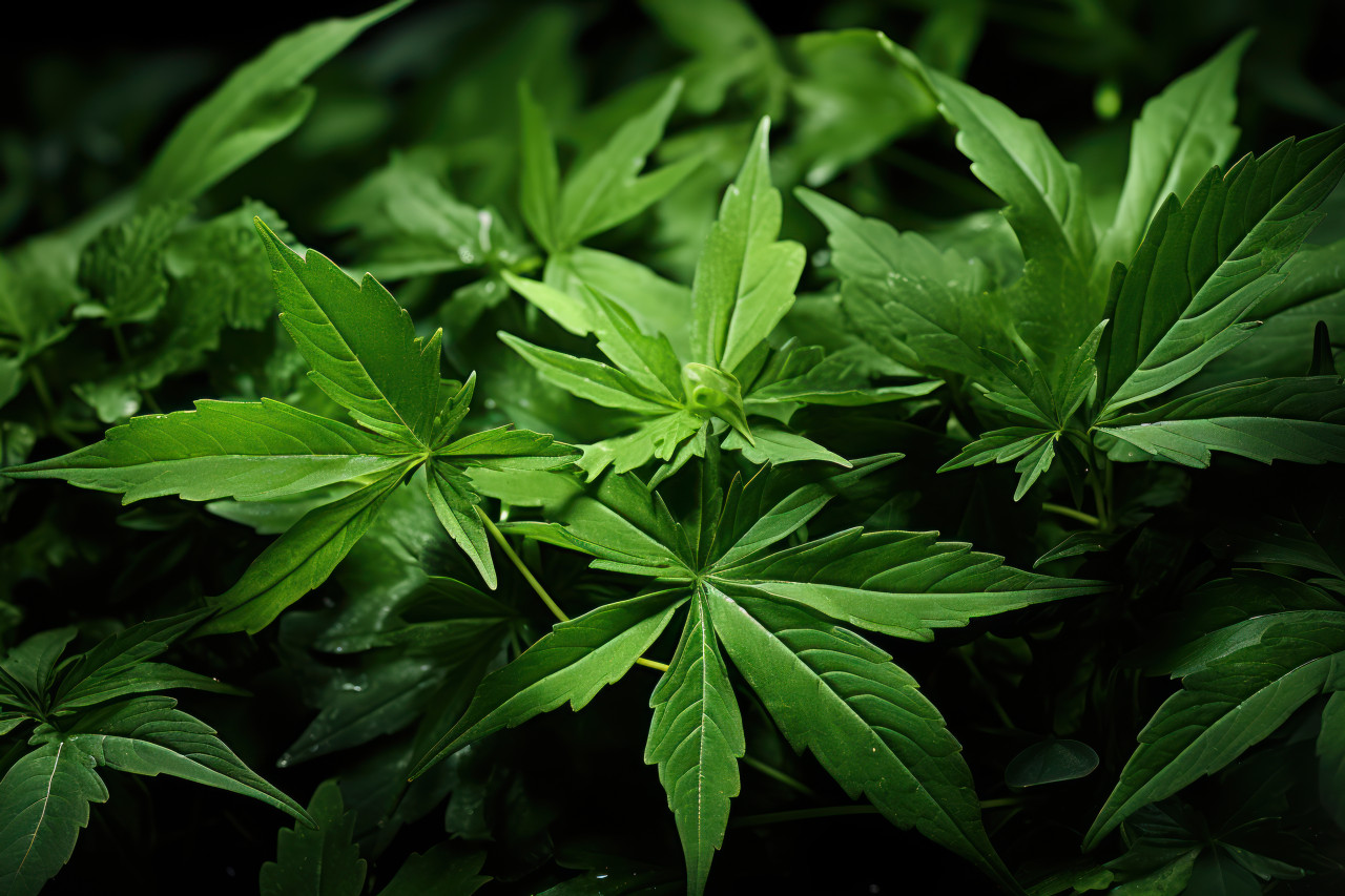 Green leaves weaving a constellation across the night canvas, environmental images