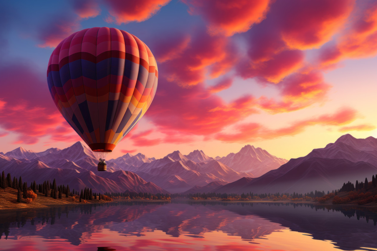 A romantic hot air balloon journey together, engagement, wedding and anniversary image