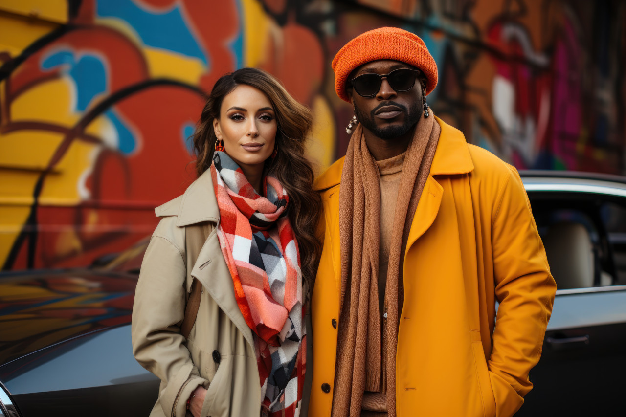 Stylish couple captures the essence of modern romance, engagement, wedding and anniversary image