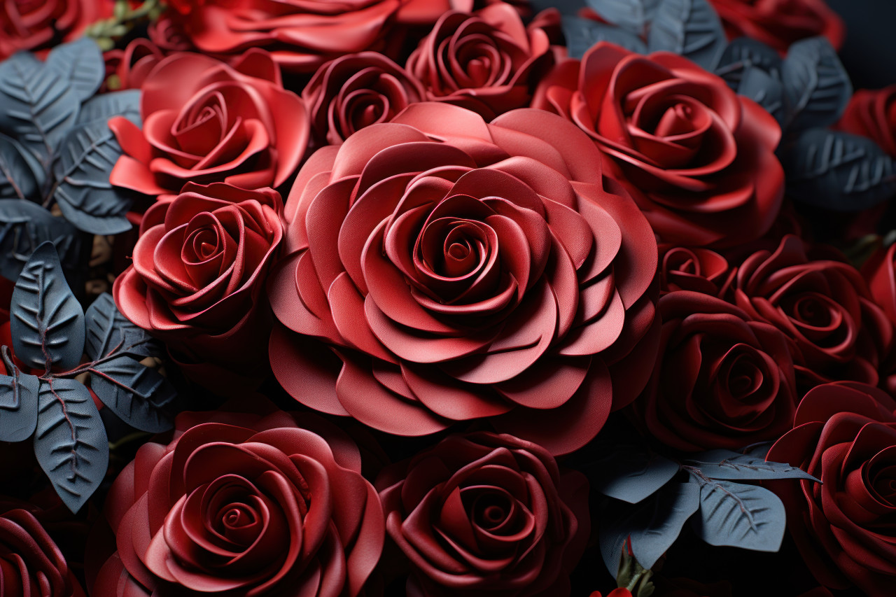 Red roses forming a puzzle of love, engagement, wedding and anniversary image