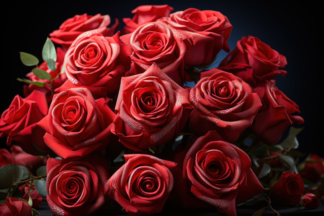 Softly lit red roses create a heartfelt message of love, engagement, wedding and anniversary image