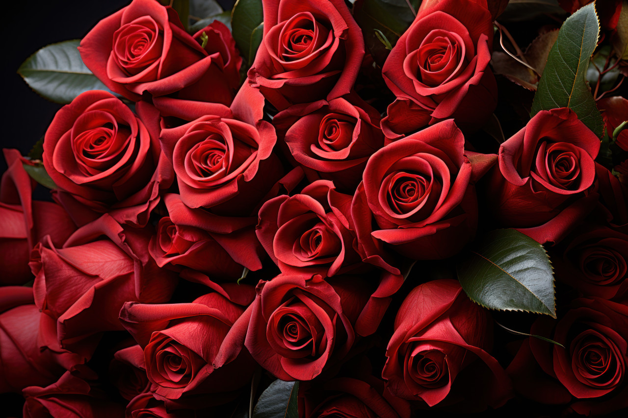 Abstract red roses in a harmonious display, valentine, dating and love proposal image