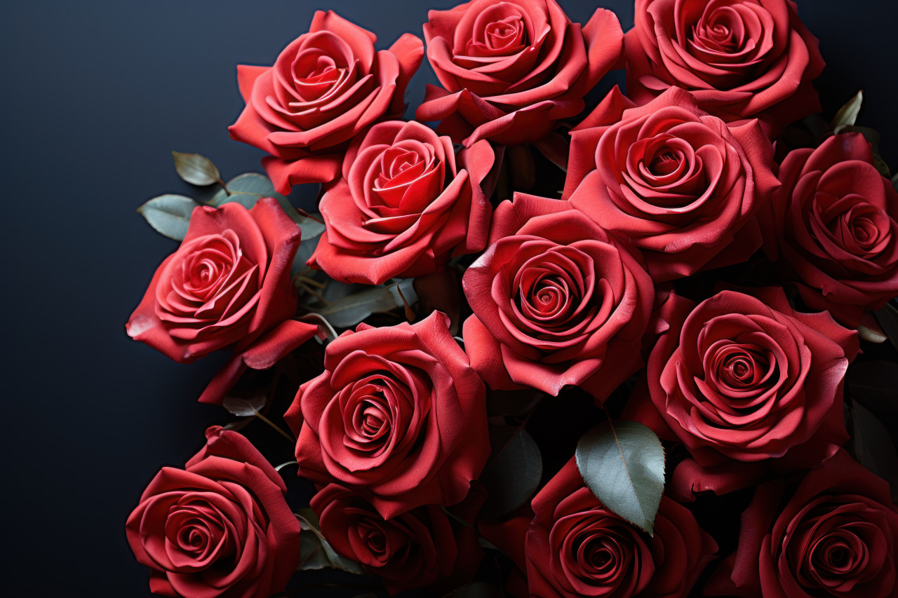 Capturing the essence of love through abstract red rose arrangements, engagement, wedding and anniversary image