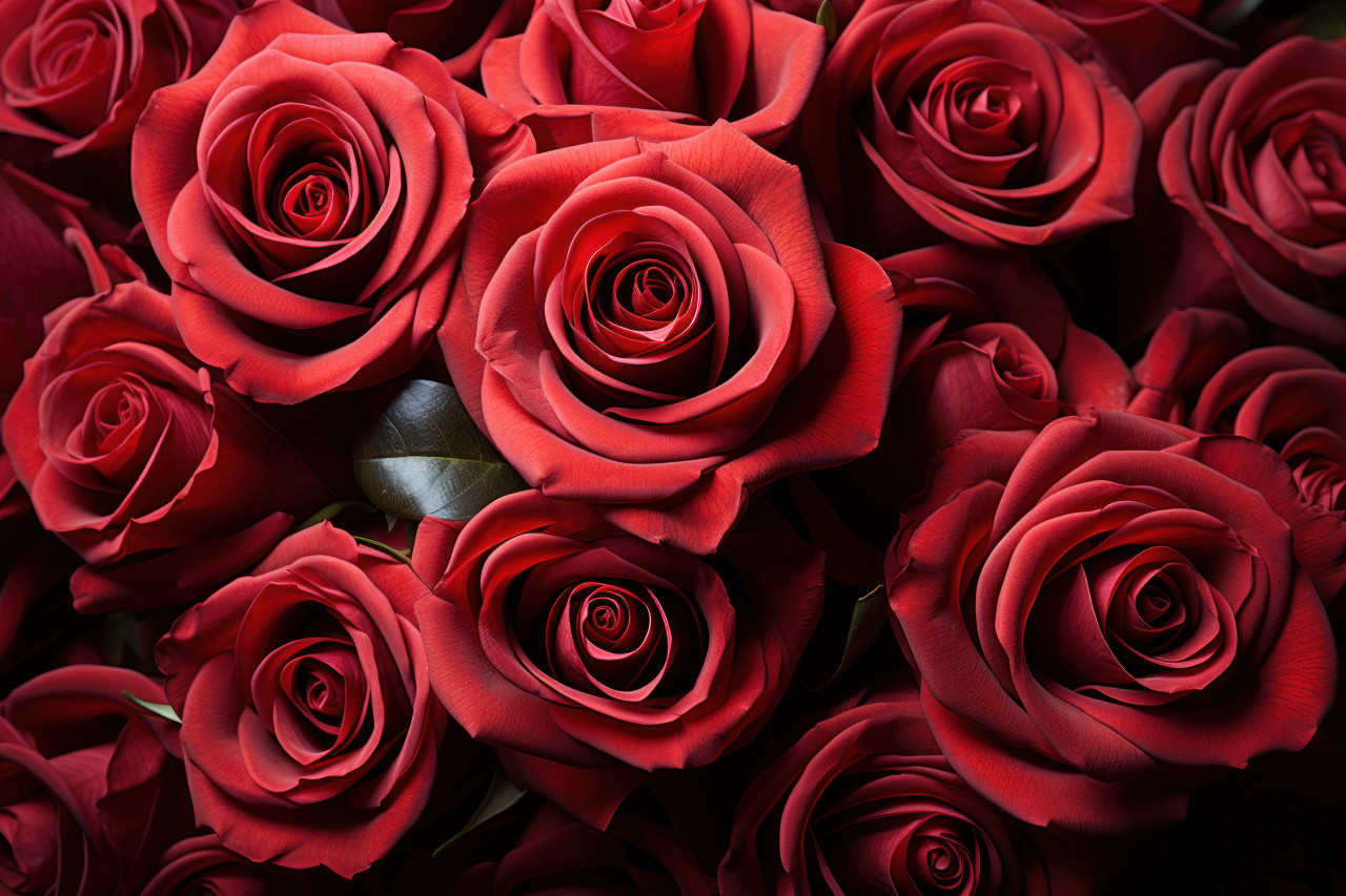 A burst of romantic emotions portrayed through a vibrant palette of red roses, valentine, dating and love proposal image