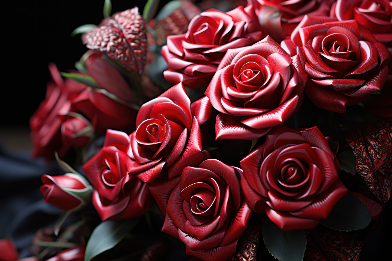 Capturing the essence of romance with a mosaic of vibrant red roses, engagement, wedding and anniversary image