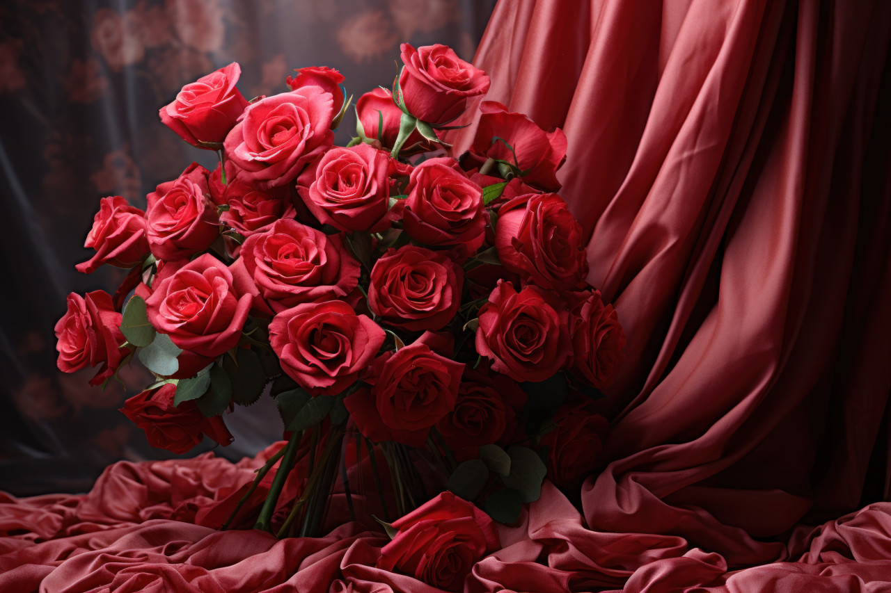 Roses wrapped in gossamer capturing the gentle beauty of love, engagement, wedding and anniversary image