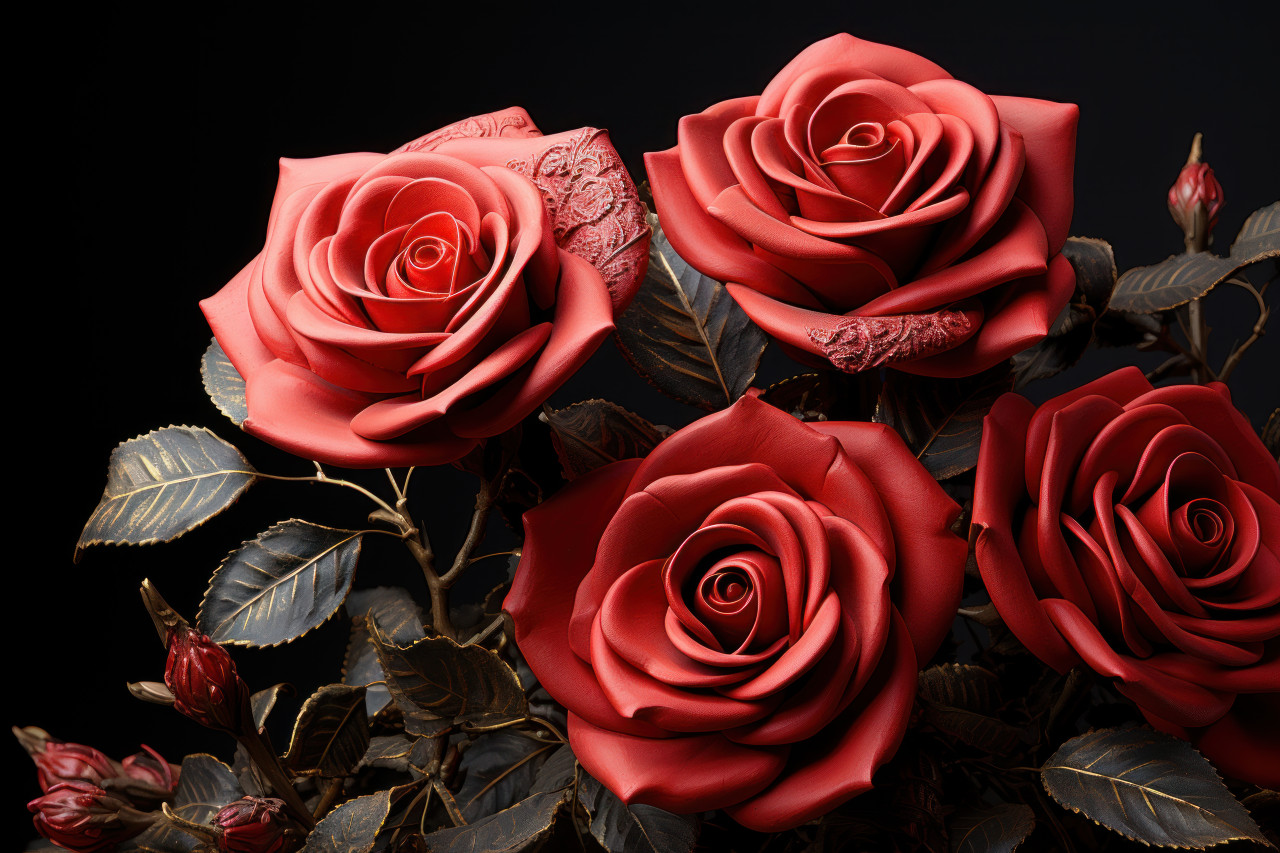 Red roses symbolizing precious shared experiences, engagement, wedding and anniversary image