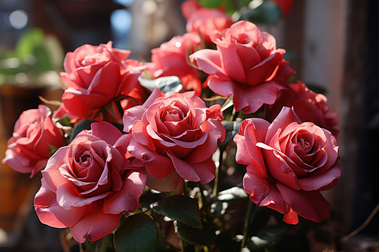 Sunlit red roses a visual ode to the illumination of love passion, valentine, dating and love proposal image
